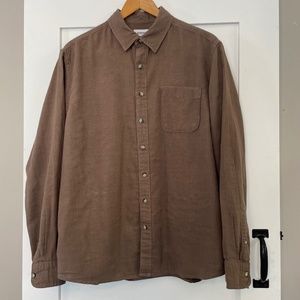 Sonoma Perfect Length Button Down Shirt Brown XL